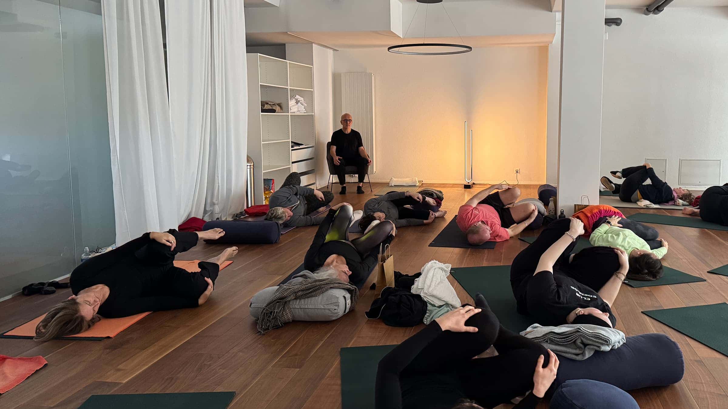 Laurent Roure teaching a somatic yoga class in London